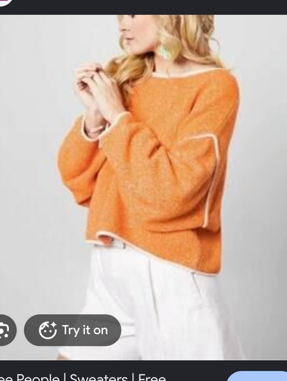 Free People Brookside Tunic Orange Crew Neck Sweater
